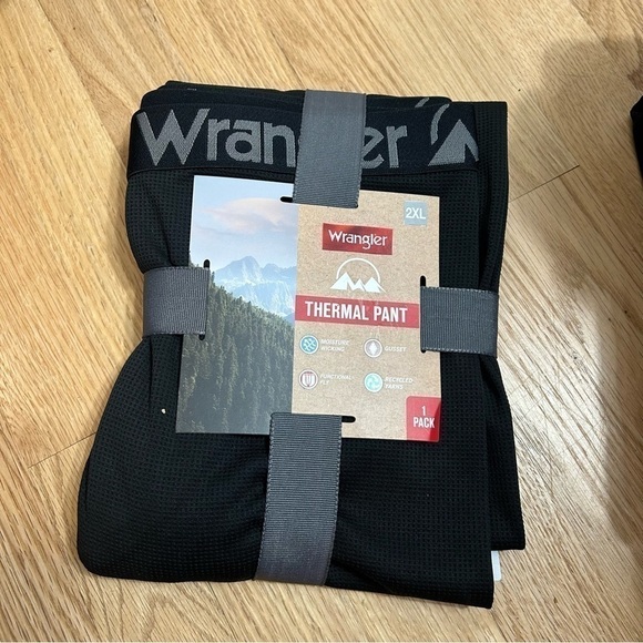Wrangler Thermal Pants NWT Men’s 2X Black Moisture Wicking Gusset Recycled Yarn - Picture 2 of 3